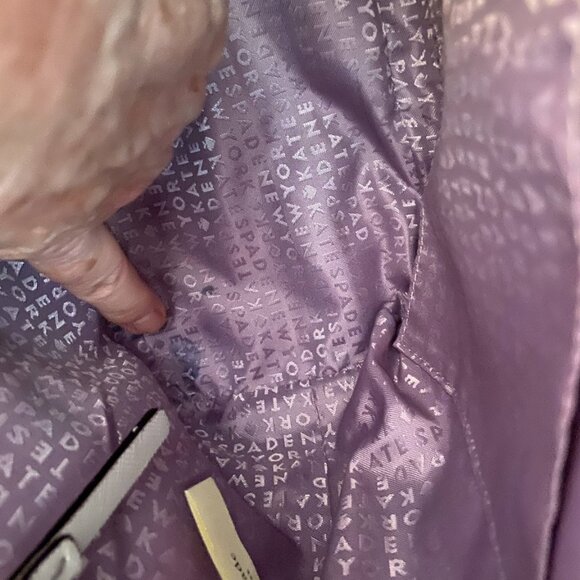 Kate Spade Glitter Stripe Lavender Tote Bag – Saffiano Leather, Zip Top - Picture 11 of 12